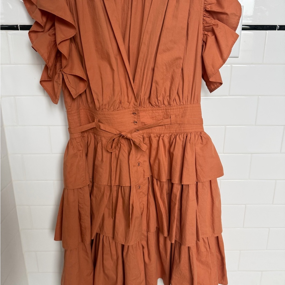 Ulla Johnson Terracotta Camilla Ruffled Mini Dress